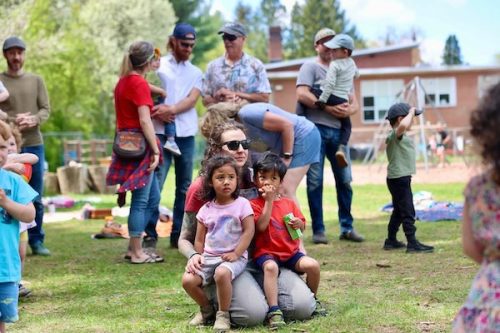Northern Lights School families celebrate May Faire Festival on the school grounds in Saranac Lake.